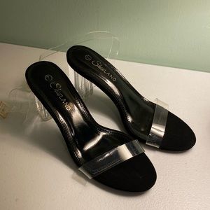 Shoe Land Women’s CLLAARY-L Clear Heel Open Toe Ankle Strap Pumps